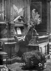 The Queen of Romania playing the organ, 1904