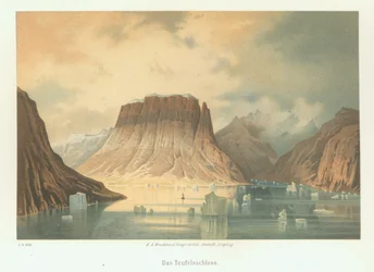 The Teufelsschloss in Kejser Franz Joseph Fjord. The Second German Northpolar Expedition to the Arctic