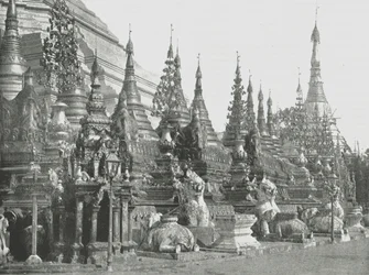 The Base of the Grand Pagoda, Rangoon, Burma