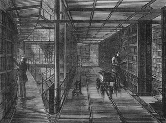 The bookcases at the British Museum, Bloomsbury, London