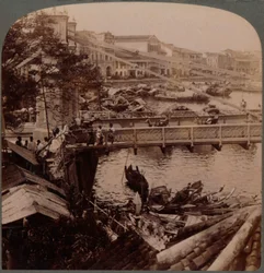 The Centre of Traffic - Singapore River and Kavanagh Bridge, from Surveyors Office, Singapore