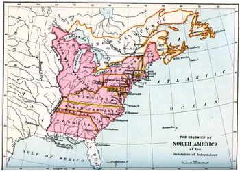 The colonies of North America at the declaration of independence