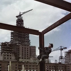 The construction of the main building of Moscow State University on Lenin Hills