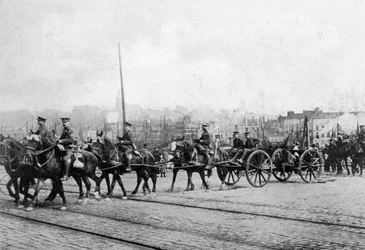 The first units of the British Expeditionary Force in Boulogne, Northern France, 1914
