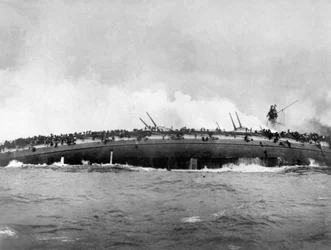 The German Armoured Cruiser SMS Blücher Sinks After Receiving Multiple Hits from British Warships