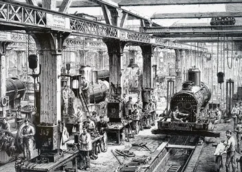 The manufacture floor of the Societe Alsacienne de Constructions Mecaniques