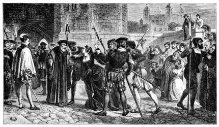 The meeting of Sir Thomas More and his daughter, Margaret, 19th century