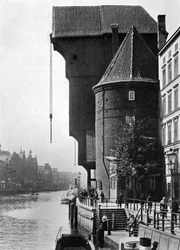 The old Krantor Crane Gate on the river Mottlau, Gdansk, Poland
