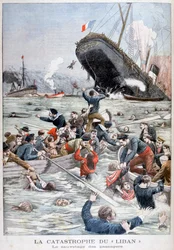 The Passenger Liner Liban Sinking After Colliding with Another Ship