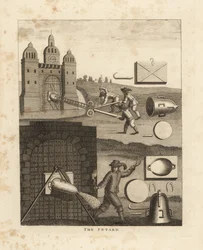 The petard, a medieval explosive device in the form of a metal cone filled with gunpowder attached to a gate to blow it open