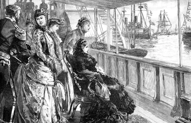 The queen reviewing the fleet at Spithead, Hampshire