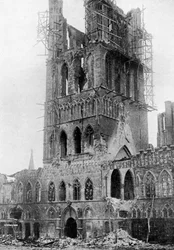 The Tower of Market Hall After a German Bombardment, Ypres, Belgium, First World War, 1920