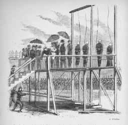 Three men and a woman hanged for the assassination of Lincoln, c. 1865, 1938