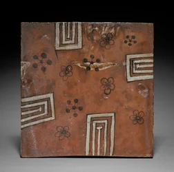 Tile: Red Oribe Ware, Platform for Tea in Summer, c. 1600