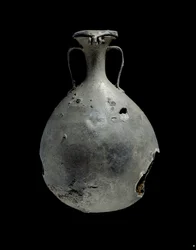 Tin-lead alloy flask with lid, XVIIIth Dynasty c1540 BC-c1292 BC