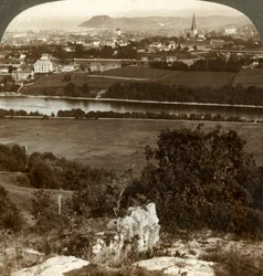 Trondhjem, its homes, warehouses and cathedral, between river Nid and Fjord, Norway, 1905