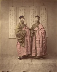 Two Chinese Men in Matching Traditional Dress, 1870s