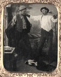 Two Men Staging a Fight in a Studio, c. 1860