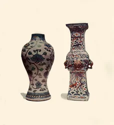 Two enamelled porcelain vases, Chinese, 15th-17th centuries, 1908