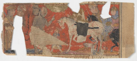 Unidentified Scene and Text Fragment from a Shahnama Book of Kings, ca. 1330-40