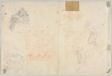 Various Sketches of Figures and Plants verso