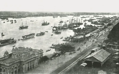 View from the Hooghly Bridge, Calcutta, India, 1895
