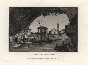 View of the broken Ponte Rotto in the Tiber river