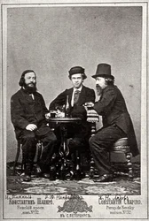 Violinist Johann Pickel with composers Eduard Nápravník and Anatoly Lyadov, 19th century