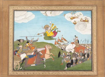 Vishnu as Varaha, the Boar Avatar, Slays Banasur, A Demon General