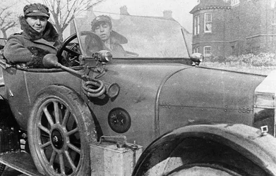 Volunteer Women Drivers in a Wolseley, Donated Towards the War Effort, Cambridge, World War I, 1915