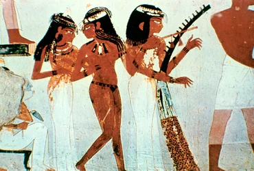 Wall Painting (Detail), Group of Musicians, Tomb of Nakht, Thebes