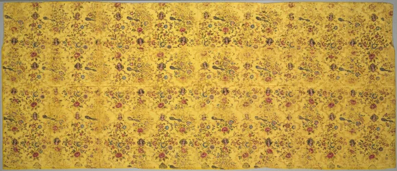 Wall cover with flora, peacocks, and portrait medallions, 1800s