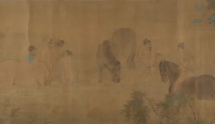 Washing Horses in a River