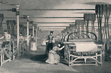 Weaving by Power Looms, 1835, 1904