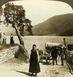 When the Lake Steamer Calls at Tinoset Pier - View Across Tinsjo to the Hills, Norway