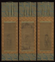 White-Robed Guanyin with Hanshan and Shide, 14th century