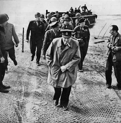 Winston Churchill across the Rhine. Outwards into Germany! Onwards to Victory!
