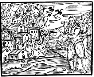 Witches Destroying a House by Fire - Swabia