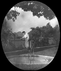 Woman by a Pond in a Garden, Rio de Janeiro, Brazil