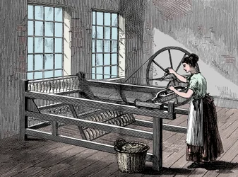 Woman using a Spinning Jenny, c. 1880
