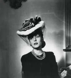 Woman Wearing a Hat and Veil by the French Fashion Designer Jacques Fath