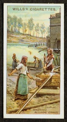 Women washing the precious metal platinum from alluvial gravels, Urals, Russia, 1916