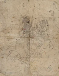 Worship of Brijnathji and Svamini recto, Equestrian Portrait verso