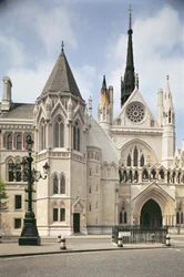 Exterior View of the Entrance of the Royal Courts of Justice, London