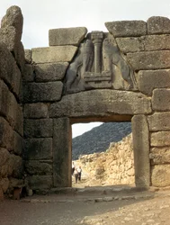 Lion Gate over the entrance to the Palace of Mycenae, Greece, 15th century BC