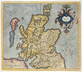 Map of the Kingdom of Scotland, 17th century Scotia Regnum (influenced by Mercator