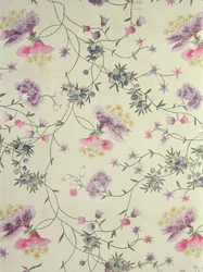 Painted material with naturalistic flowers
