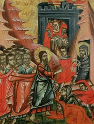 Raising of Lazarus, Greek Icon from Epirus, 1611