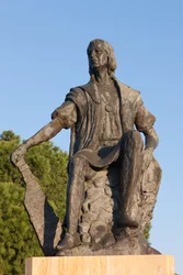 Statue of Christopher Columbus at La Rabida Monastery, Huelva Province, Andalusia, southern Spain