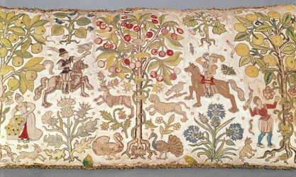 Stool cover, damask, late 16th century